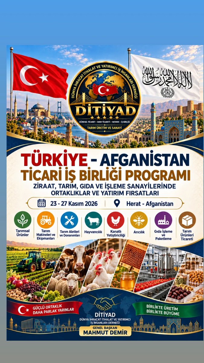 DITIYADGlobal's tweet photo. DİTİYAD olarak, 9–16 Ekim 2026 tarihlerinde Irak Genel Ticaret Heyeti Programı kapsamında Halepçe, Süleymaniye, Zaho, Duhok ve Erbil’de iş ve yatırım görüşmeleri gerçekleştireceğiz.

Güçlü iş birlikleri, yeni yatırım fırsatları.
#ticaret #sanayi #işbirliği https://t.co/WocvrxFfGE