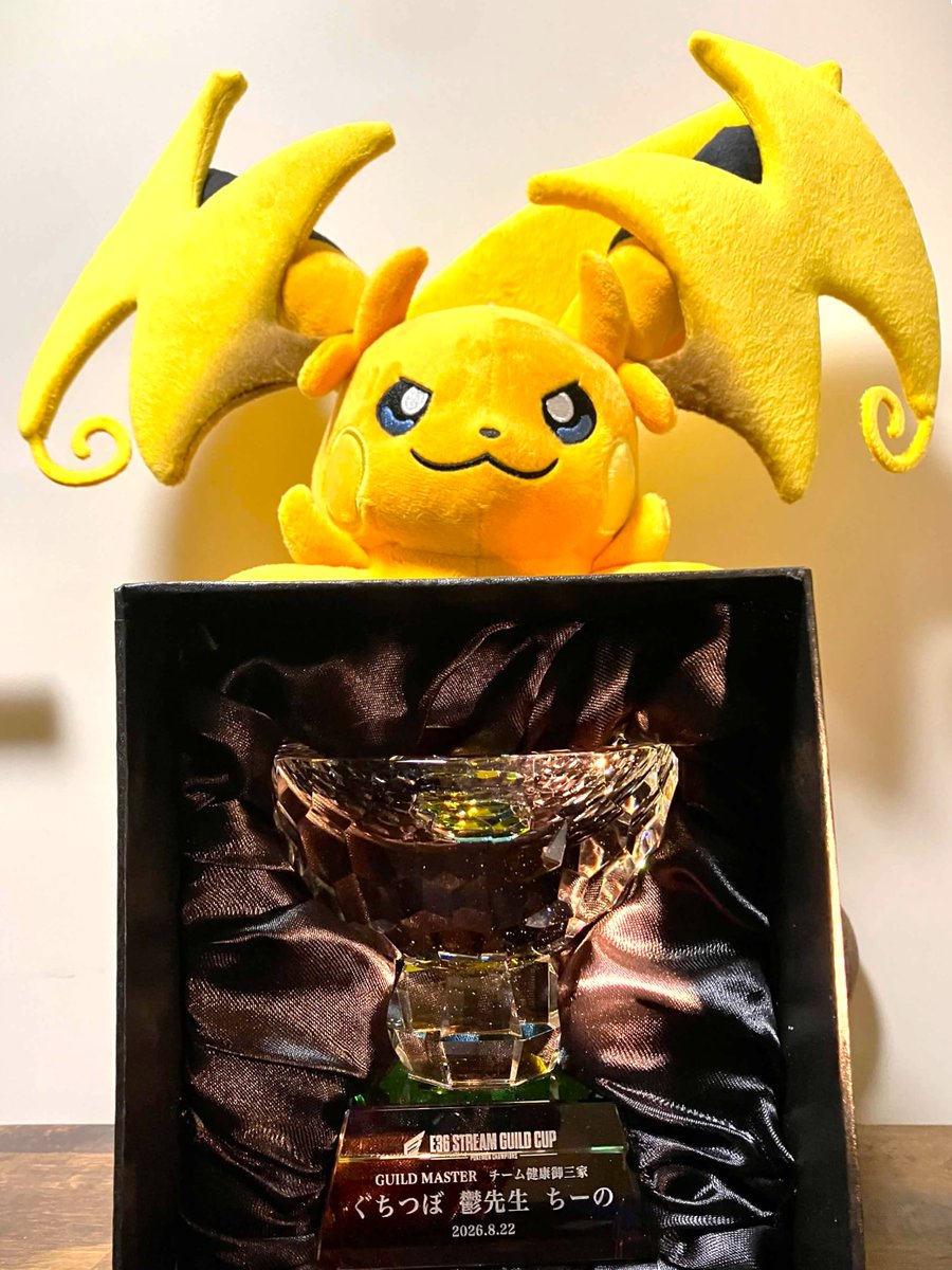 c1nooooon's tweet photo. E36 STREAM GUILD CUPのトロフィー届いたぜ！潰れていない美しき鬱の文字、健康御三家の栄光、最強のライチュウ！！嬉しいな　#ギルド36 #健康御三家 https://t.co/fVxgsr7mQO