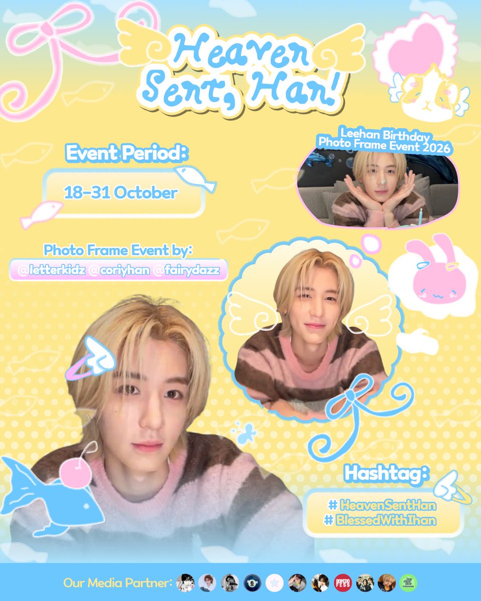 letterkidz's tweet photo. — ♡ ໒꒱ 𝑯𝒆𝒂𝒗𝒆𝒏 𝑺𝒆𝒏𝒕, 𝑯𝒂𝒏! ☁
Photobooth birthday event for 𝗟𝗲𝗲𝗵𝗮𝗻
by @letterkidz @coriyhan @fairydazz
໒꒱ 18 - 31 Oct
📎 Selfietime, Snaplab, OurStudio
♡ sent from heaven, stayed in hearts
#HeavenSentHan
#BlessedWithIhan
♡ rts & likes are appreciated! https://t.co/2yBWrWoSzD