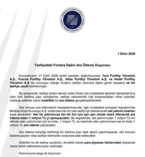 TanselCiftcii's tweet photo. YENİ BİR KANUN ÇIKMADIĞI VE KURAL DEĞİŞMEDİĞİ SÜRECE 

✅PBLK olanlar öncelikli paralarını alacaktır 

✅Çünkü 16 Eylül 13:30 öncesi emir verenler “fonun alacaklısıdır”

✅Alacaklı oldukları için tasfiye sürecinde fon varlıkları nakde çevrildikçe öncelikle paralarını alacaklar

✅PBLK kaydı, satış emrinin sisteme girdiğini ve satış için bloke edildiğini gösteren bir kanıttır

⁉️Emir vermeyenler ise tasfiye sürecinde olup 1 Milyon altı kararı ile alacakları paradan sonraki kalan kısım için uzun süre bekleyebilir ve tutar daha belirsiz olabilir

#DUH #FNT #HAT #HDA #HDK #HEH #HFI #HIM #HKJ #HKM #HKP #HYV #HPH #KSA #PUSULA #TERA #PNU #TP2 #TLY #THF #FSU #PSE #PRY #DOH #TLV #BİST100

#TeraMağduriyetiSonBulsun #TeraFonMağdurları
#FonMağdurlarıAçıklamaBekliyor
#AnaParamızıGeriVerin