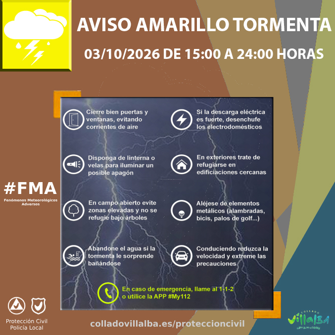 EmergenciaCV's tweet photo. 🟠 Activo aviso naranja por lluvia intensa, 🟡 y avisos amarillos por lluvia acumulada y tormentas, de 15 horas a 24 horas de hoy sábado.

🌧️ Aviso naranja por lluvias intensas, con precipitaciones de 30 l/m2 a la hora.

🌧️ Aviso amarillo por lluvias acumuladas, con precipitaciones de 40 l/m2 en 12 horas.

⛈️ Aviso amarillo por tormentas, con posibilidad de granizo.

ℹ️ Más información y consejos a tener en cuenta en las imágenes.

#FMA ⚠️