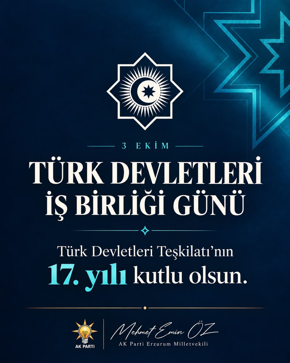 ozmehmetemin's tweet photo. 3 Ekim Türk Devletleri İş Birliği Günü ve Türk Devletleri Teşkilatı’nın 17. kuruluş yıl dönümü kutlu olsun. https://t.co/ryoH1QcfDh