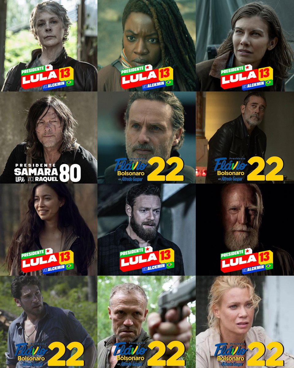 fentwd's tweet photo. como eu acho que seria o posicionamento político dos personagens de twd https://t.co/fPavyP1MEU