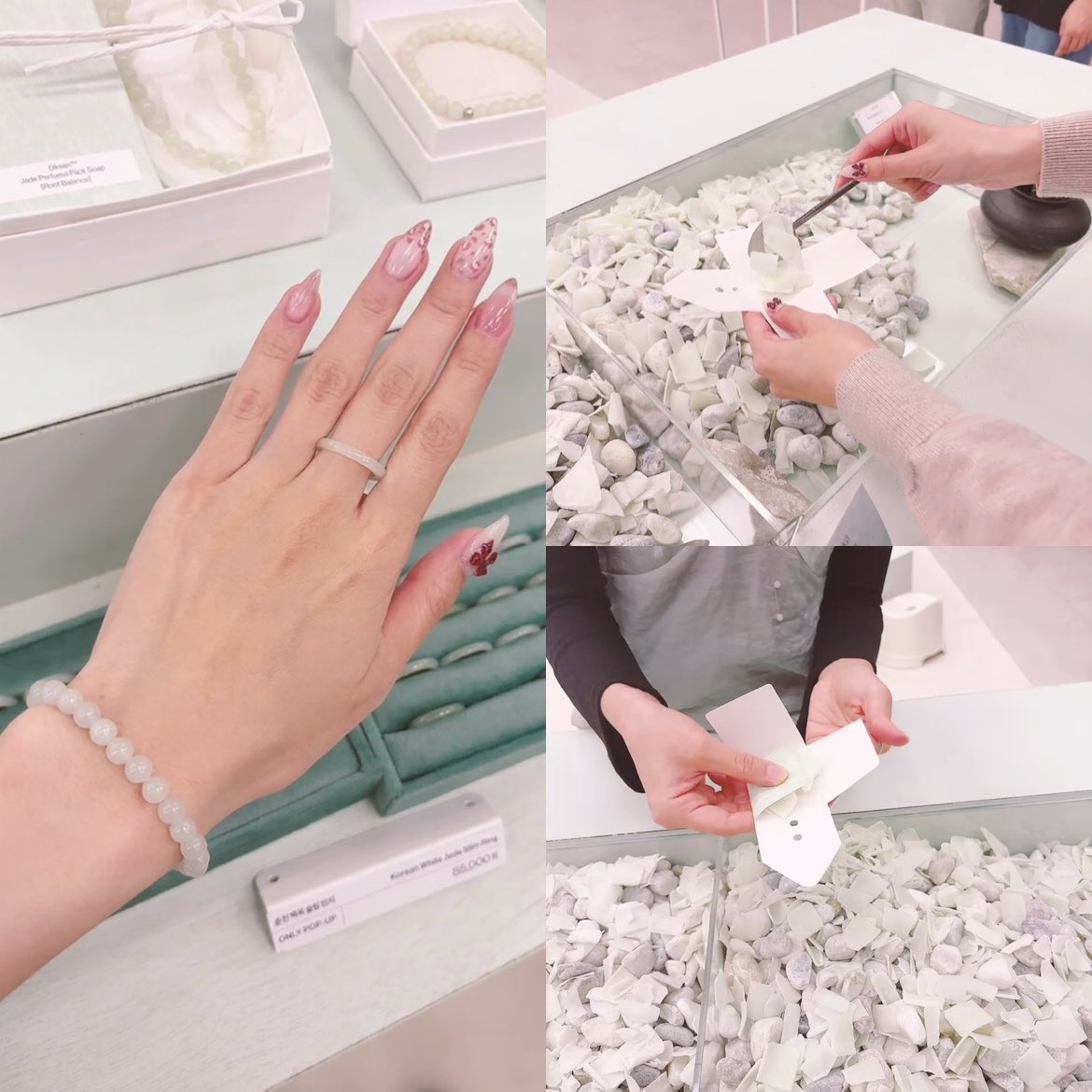 パワーストーンアクセに目がない私🥀
韓国現地で話題❤️‍🔥白玉石ブランドのPOPUPに行ってきた！pr

韓国で白玉石で作られたアクセサリーが再燃トレンド❤️‍🔥
石鹸や垢すりまであってホントにびっくり❣️
韓国の江原道にある40年以上の歴史を持つ職人さんたちとコラボして作っているから、品質もすごく良いみたい

韓国で注目の白玉石のアクセサリーやパフュームソープのブランド“OKSAN100”
POPUPイベントの香水石鹸スコップもできて天国だった🥹👼🥀

今日10/3〜10/7 📍ザ現代ソウル B2F
