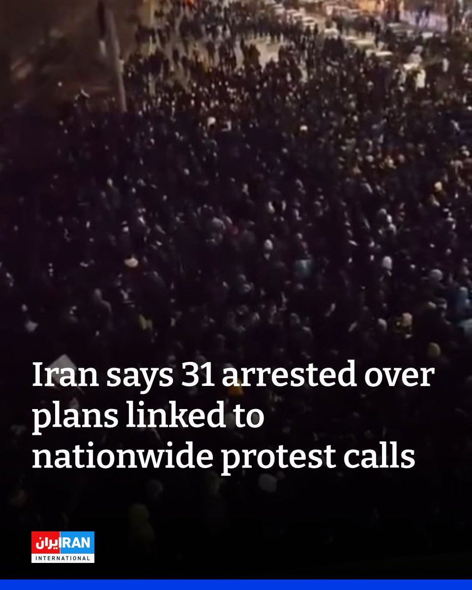 IranIntl_En's tweet photo. Iran's Intelligence Ministry said on Saturday that 31 people had been arrested in Kerman province over alleged involvement in four organized networks it said were preparing to take part in nationwide protest calls and street unrest.

The ministry said the groups, based in Sirjan, had been organized under names intended to appeal to teenagers and young people and had drawn up plans for participation in future nationwide calls for protests.

It also accused members of making Molotov cocktails and tools for damaging surveillance cameras, and of involvement in protests during the nationwide protests in January.
https://t.co/zlZaIXgCP1
