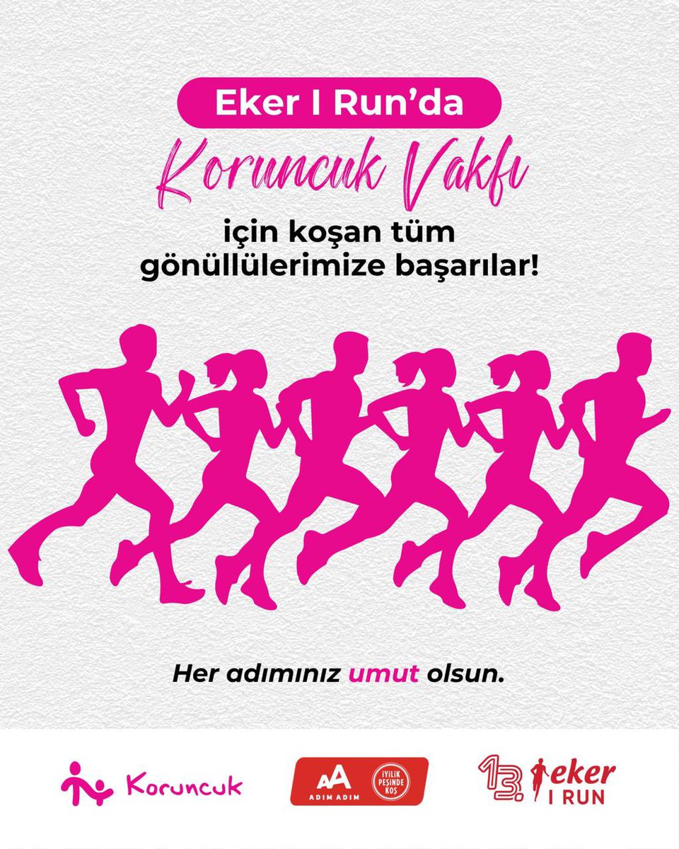 Koruncuk's tweet photo. Her adım, Koruncuk kızlarının geleceğine uzanan bir umut oluyor. 💖
Eker I Run’da koşacak tüm gönüllülerimize gönülden başarılar diliyoruz. https://t.co/5IBYTjuZOc