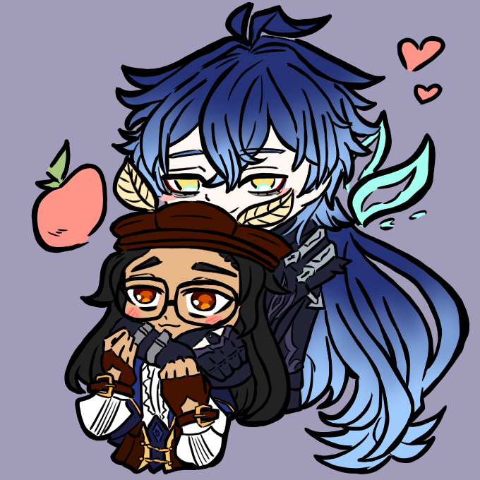 loopypeach's tweet photo. Exam phase is over, so I had time to add flat colors to my Genshin self-insert and Flins art~ However, a new semester started which brings new tasks and responbilities... I hope you're all well and I'm wishing you all a nice comfy October with a sprinkle of spookiness 🎃👻💜💜💜 https://t.co/tfjfe2u6FS