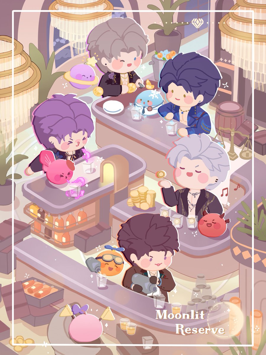 akumarations's tweet photo. Moonlit Reserve 🌕🥂
#LoveandDeepspace #恋と深空 #恋与深空 #Caleb #Zayne #Sylus #Xavier #Rafayel https://t.co/BuLiJWl6TE