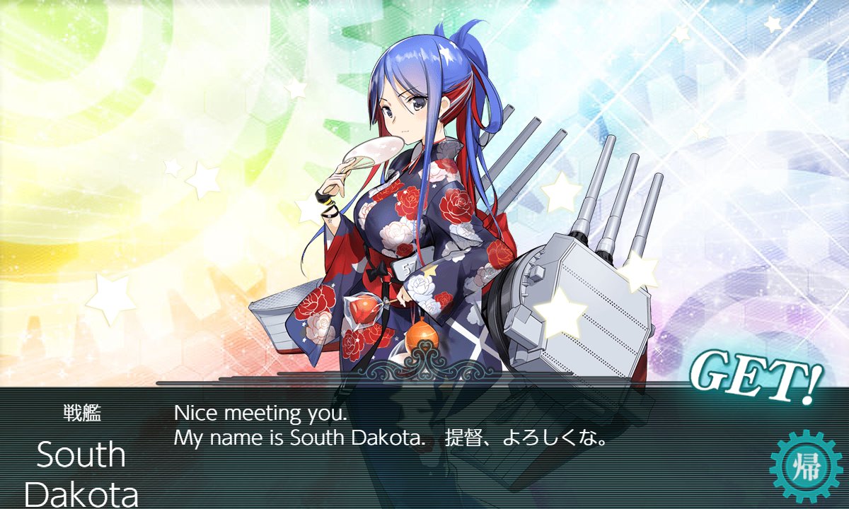 deruta3104's tweet photo. あらぁ～
2-5でSouth Dakota出たっちゃ
ラッキー
#艦これ https://t.co/Cghc69HstN
