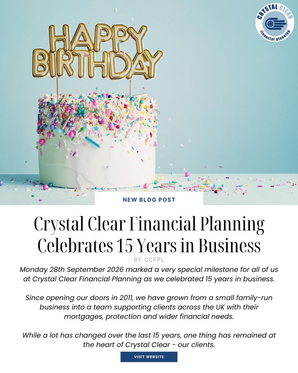 PlanningCrystal's tweet photo. 🚨New on the CCFPL blog...🚨

There's a very special post on our blog this month-
Crystal Clear Financial Planning Celebrates 15 Years in Business🥳

Read more via the link in our bio🌎

#blogpost #birthday #celebrate https://t.co/TwWuL4NL1Z