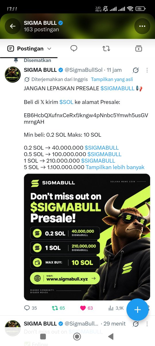 NuwangSha's tweet photo. @SigmaBullSol #solana #sigmabull #sol 
Sol address sigmabul |

ChNGn3kycqAvdja7DHn5mJvvBku84SPqUo2exo5cy9Lh https://t.co/jNSpxiOnPc