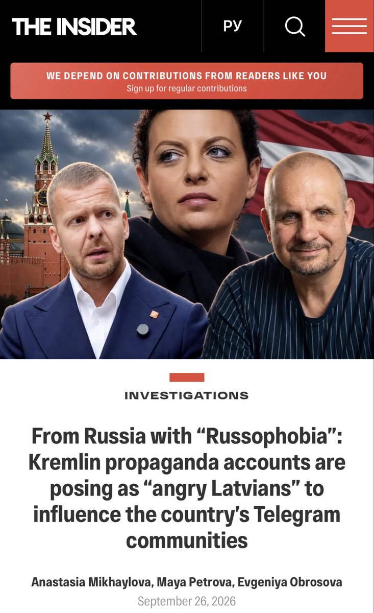 vic_010100's tweet photo. Ein Drittel der gesellschaftspolitischen Telegram-Kanäle in Lettland steht unter direkter Kontrolle russischer Propagandisten!
Eine Recherche von @InsiderEng deckt auf, wie ein Netzwerk aus 65 russischsprachigen Kanälen die lettische Bevölkerung im digitalen Raum systematisch manipuliert. Getarnt als besorgte oder wütende Einheimische schüren die Betreiber Ängste vor Armut, werben für ein Ende der Sanktionen gegen Moskau und versuchen, die Unterstützung für die Ukraine zu untergraben.

Die Köpfe hinter den größten Kanälen agieren längst nicht mehr aus Lettland. Nach behördlichen Ermittlungen und Senderverboten flohen sie nach Russland oder Belarus. Von dort aus steuern sie reichweitenstarke Kanäle: Der frühere lettische Abgeordnete Aleksejs Rosļikovs bedient aus dem belarussischen Exil rund 30.000 Abonnenten und verspricht die Aufhebung aller Antirussland-Sanktionen. Das Portal Baltnews wird direkt vom russischen Staatsmedien-Konzern Rossija Segodnja geleitet, während die Gruppierung „Antifaschisten des Baltikums“ offen Daten über NATO-Infrastruktur, ukrainische Freiwillige und lettische Behörden an den russischen Geheimdienst FSB liefert. Ergänzt wird die Maschinerie durch RT-Korrespondenten sowie Überbleibsel des früheren Prigoschin-Netzwerks.

Durch ständige gegenseitige Verlinkungen und die Verzahnung täuscht das Netzwerk eine breite lettische Debatte vor. In Wahrheit handelt es sich um eine zentral orchestrierte Einflussoperation des Kremls mitten in der Europäischen Union.

Um solche Kreml-Aktionen zu stoppen, müssen die Behörden den Zugang zu den Kanälen blockieren, Plattformen wie Telegram verpflichten, die Konten EU-weit zu sperren, während zeitgleich Ermittlungsverfahren gegen die Akteure eingeleitet, Haftbefehle ausgestellt, Geldflüsse sowie Konten im Westen eingefroren und Recherchen wie die von The Insider verbreitet werden, damit Nutzer erkennen, dass hinter den Profilen keine Bürger, sondern der Kreml steckt.

https://t.co/WoV3XB7qg1