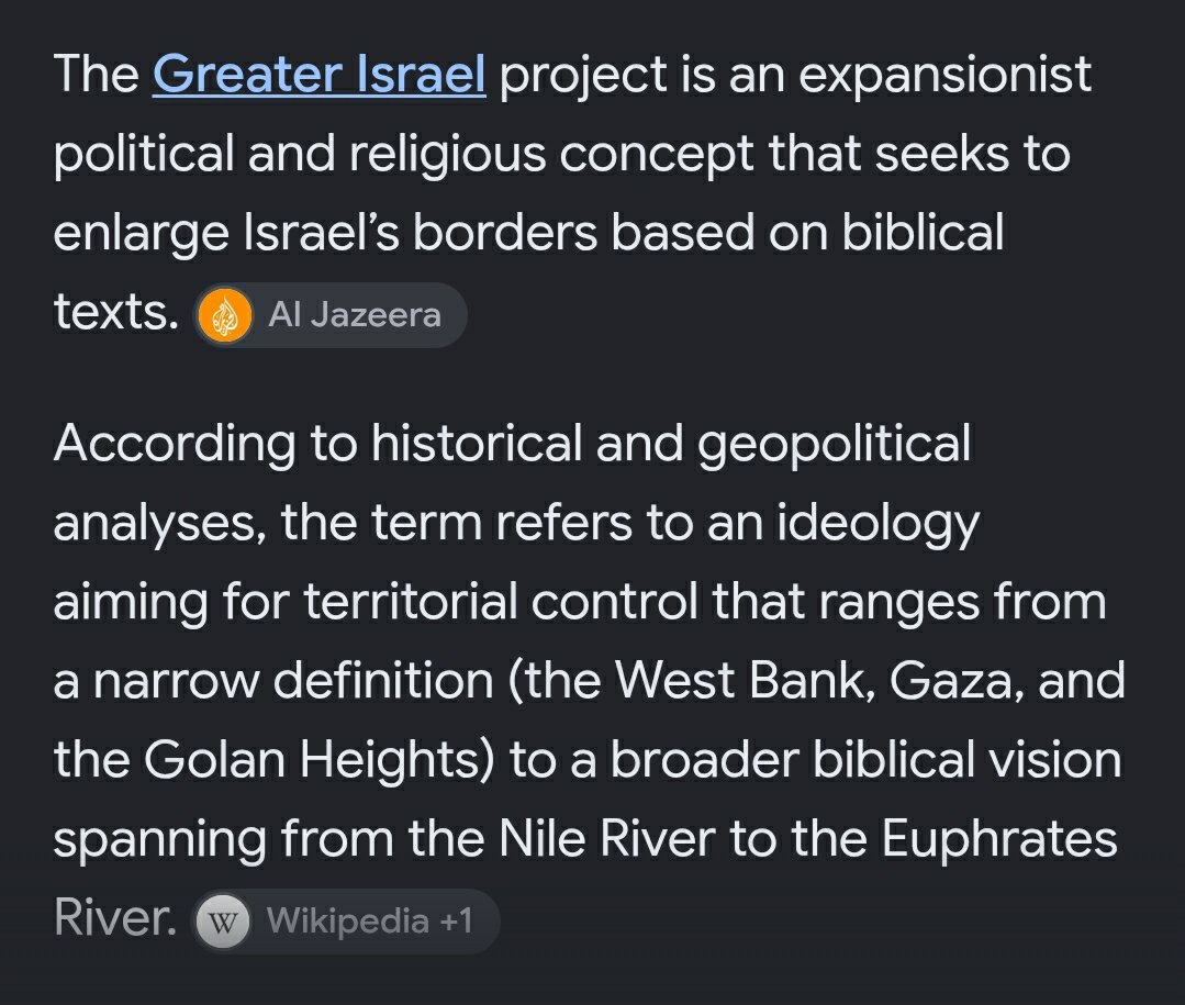 AfricanJesu's tweet photo. Gulf Arabs are carrying out expansionist activities e.g in horn of Africa, but your statement is not the full picture.

Israel, a Jewish state, is also pursuing the "Greater Israel" expansionist project. E.g. its incursions into Syria and Lebanon.

Both have expansionist agendas. https://t.co/lOAbcyJGA7
