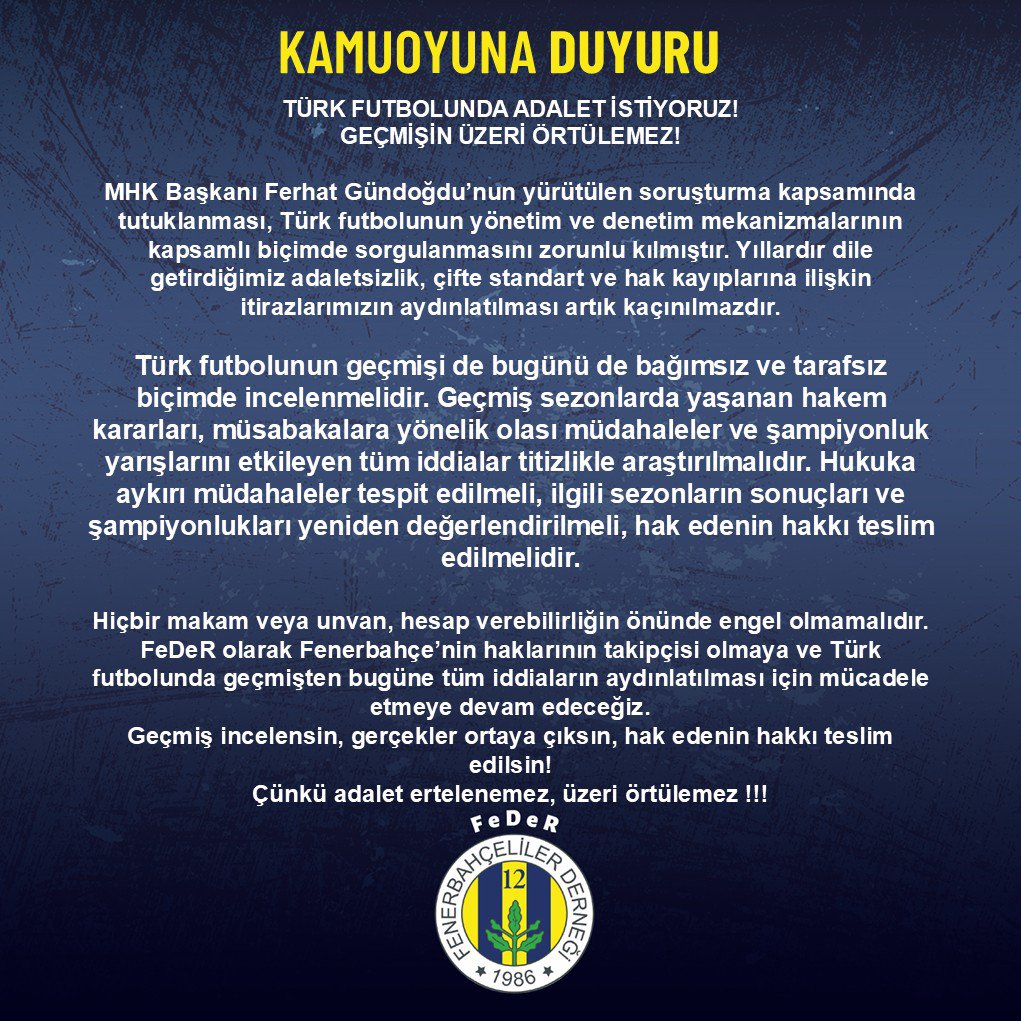 fenerbahceliler's tweet photo. Kamuoyuna Duyuru 🚨 https://t.co/BUn0xLEjqf