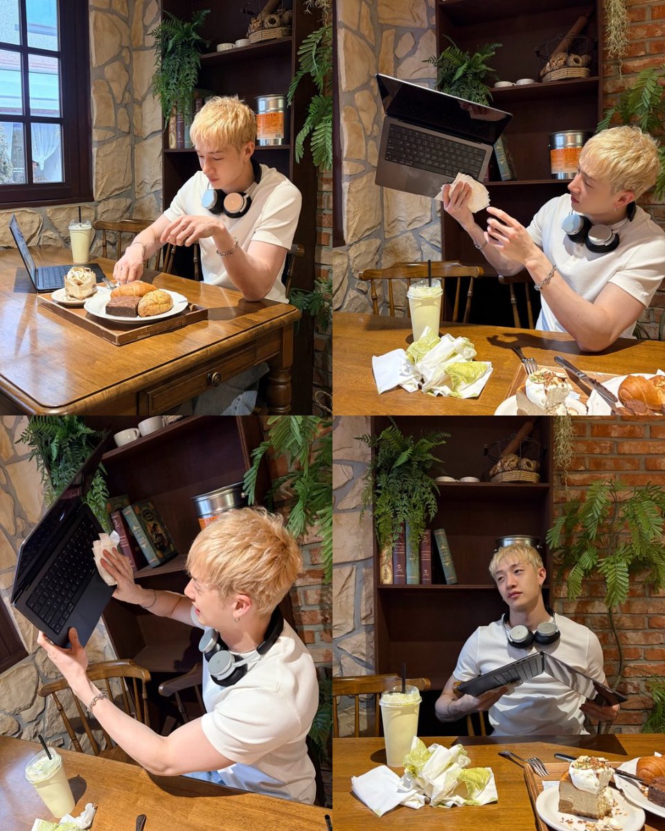 gnabnahcpics's tweet photo. did chan spill his drink on his laptop? 😭 https://t.co/dZhB3wMpG4