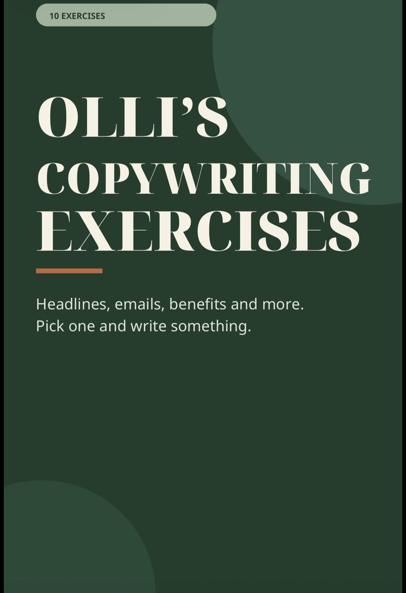 CopyWithOlli's tweet photo. Many Copywriters / Creative Strategists don’t know how to PRACTICE 

So I made a little pdf with my favourite exercises 

Do you want it?

Comment “COPY” and I’ll send it to you 

(this isn’t an automation so when I send it to you its actually me, may take some time) https://t.co/rxSkgiB7VL