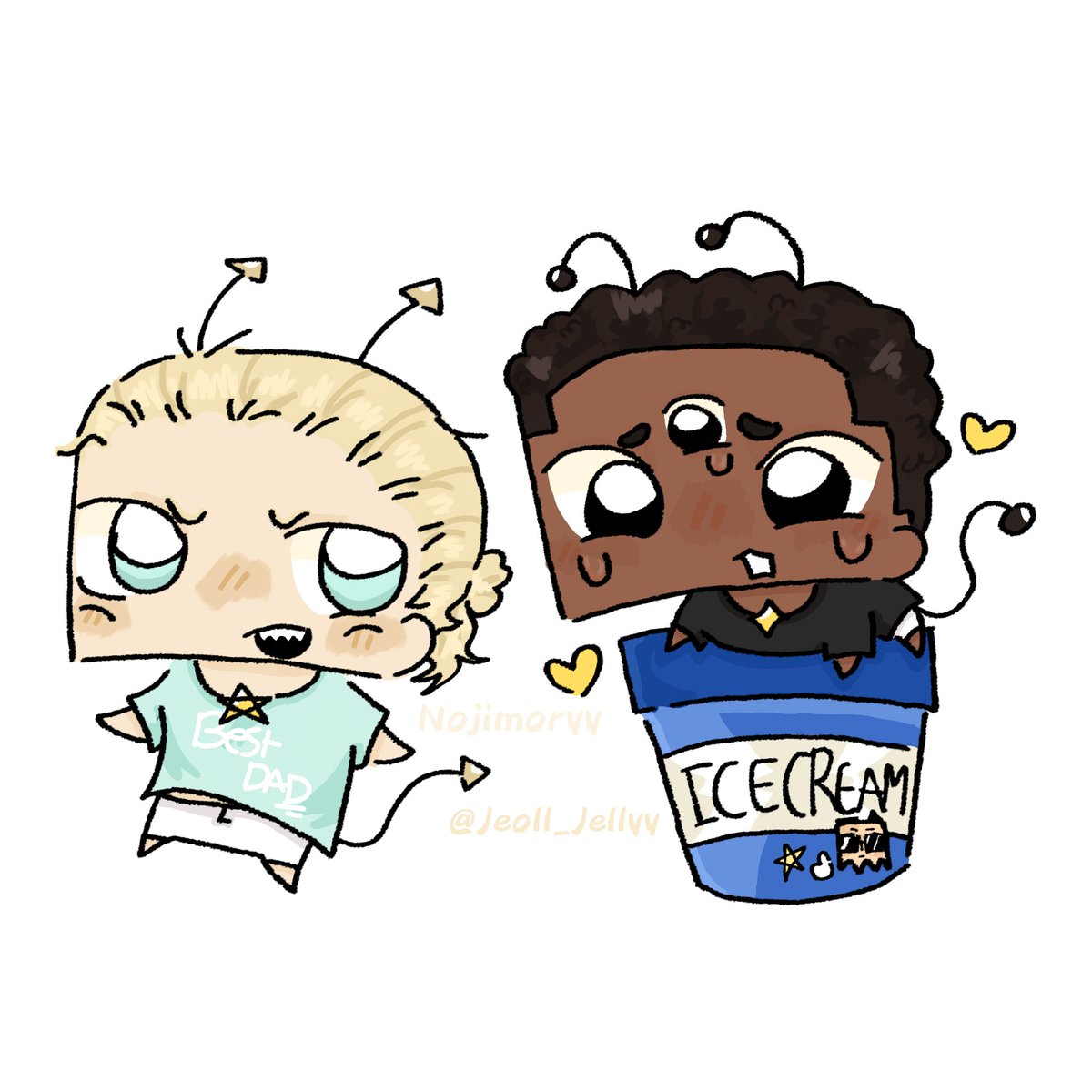 Nojimoryy's tweet photo. Jude must really love Erl because Erl bought him more ice cream 👀🍨(Erl gonna be the best dad ever) #haalingham #mpreg #alien https://t.co/EMqb0OJm1e