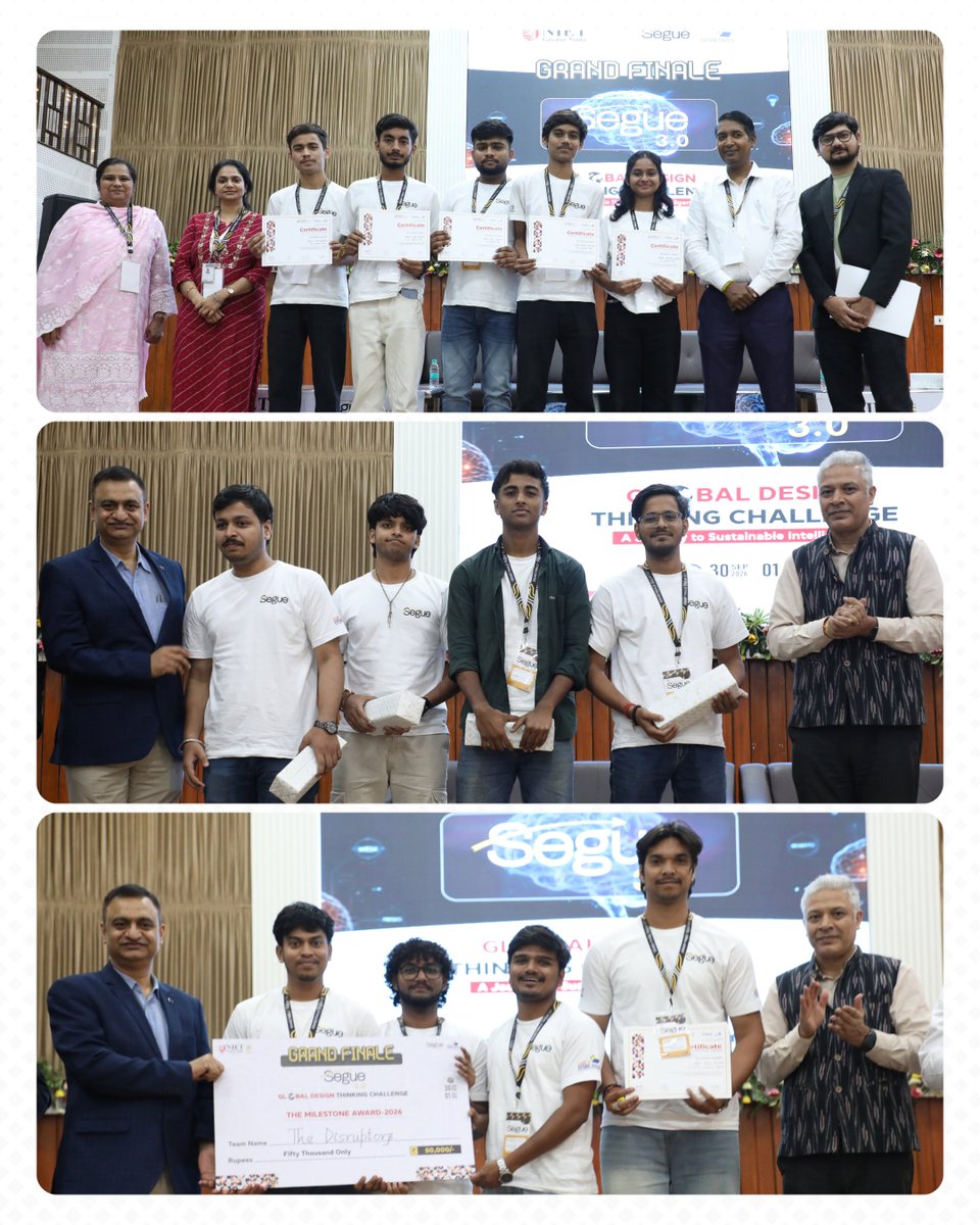 niet_grnoida's tweet photo. From Challenge to Change - Segue3.0 reaches its Grand Finale!
Celebrating young minds, bold ideas, creative problem-solving & sustainable solutions inspired by the SDGs. A journey of innovation, collaboration & impact.
#Segue3 #NIET #DesignThinking #Innovation #Sustainability https://t.co/td5q8S1ZtF