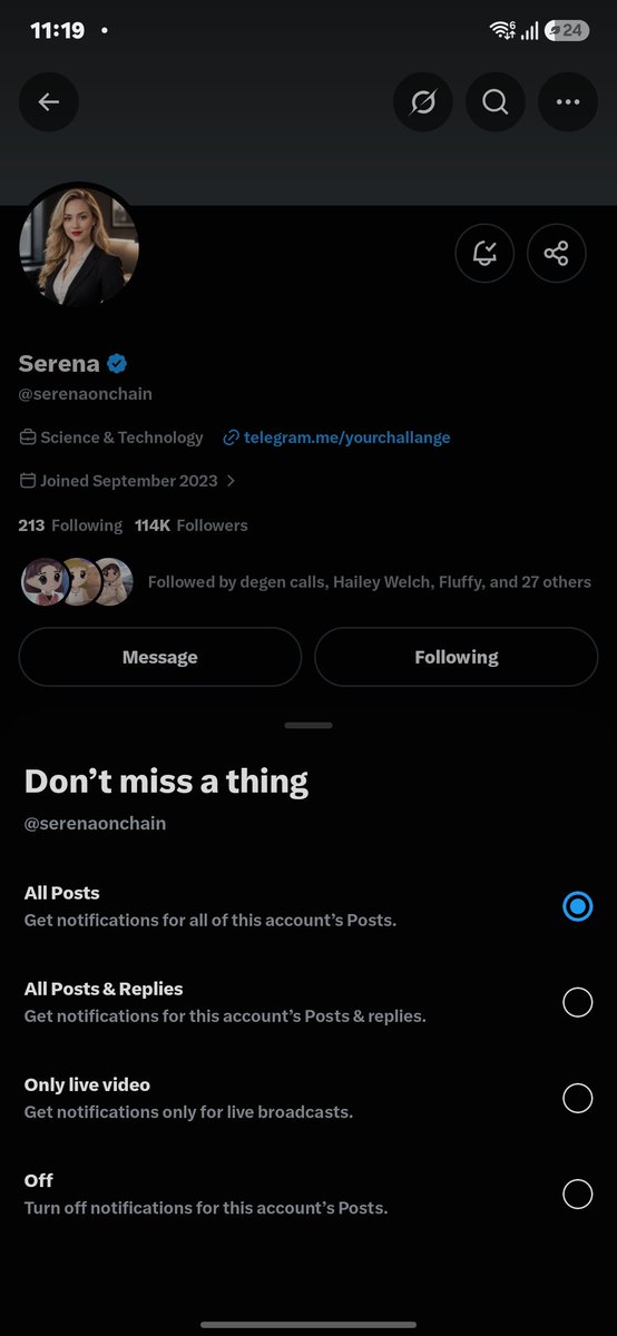InspiredByWill_'s tweet photo. @mystayor @serenaonchain I've been a long time supporter of @serenaonchain. 

She's one of the best alpha callers out there. 

I hope I'm considered to be part of the lucky 6.

56N14kJt5hiVnbSQF7djsgT1YfbqZrRupdViMBeiXj5J https://t.co/PYHvx1Zg0N