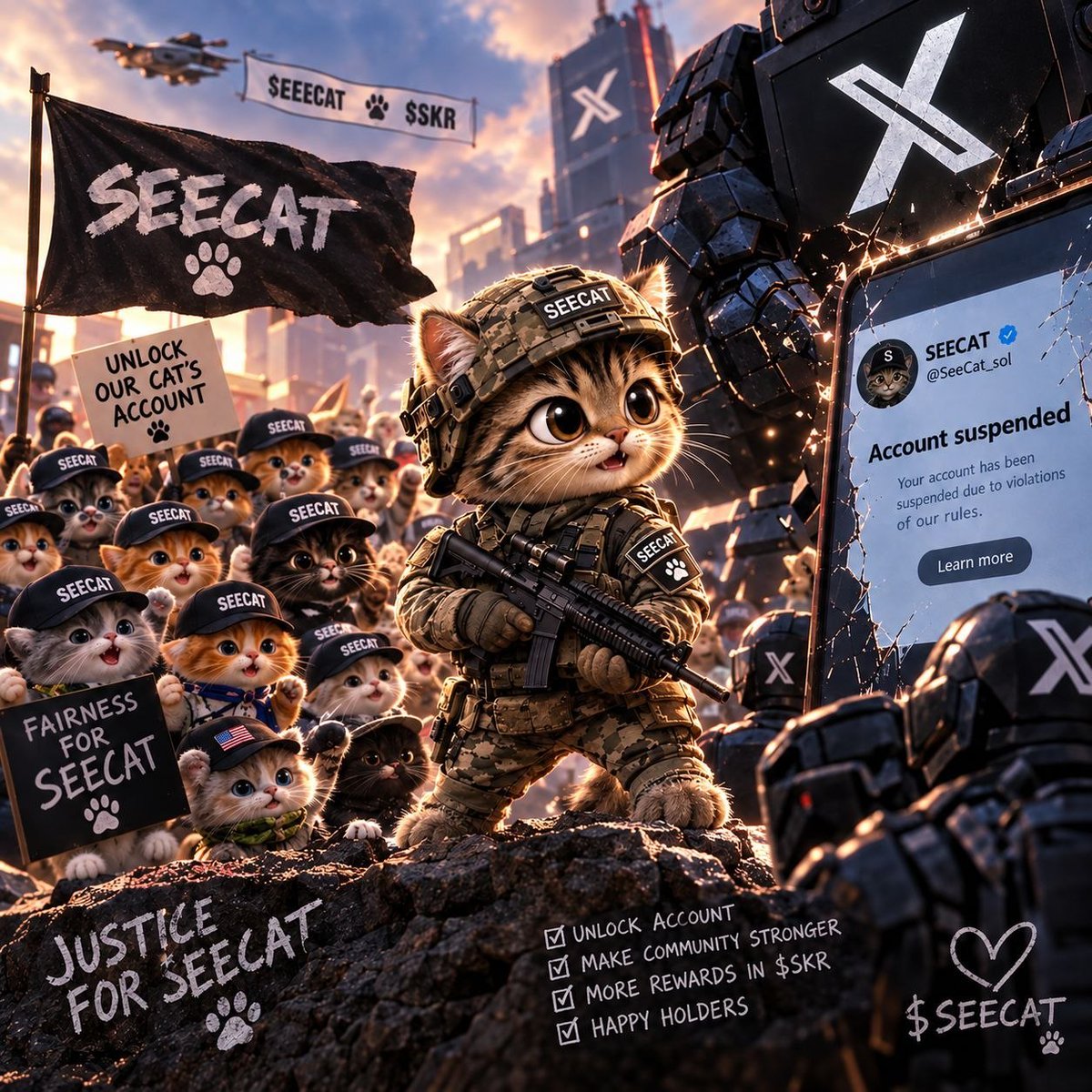 ffandym's tweet photo. @Support @elonmusk Please take another look at @SeeCat_sol. The project is active, the community is still here, and the team is ready to make any changes needed to comply with X rules.
A fair manual review is all we’re asking for.
Free the cat 🐱 #FreeSEECAT https://t.co/jk5KlzNtQa