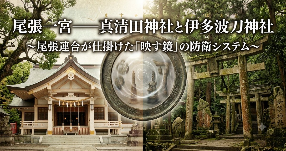 amano_mekuru's tweet photo. 草薙剣を祀る熱田神宮の裏に隠されたもう一つの候���地・伊多波刀神社。

そして時代に応じて祭神を変え続けた一宮・真清田神社。

なぜ尾張の地は攻め滅ぼされなかったのか？

熱田と石上の陰で、水脈と技術を握り続けた尾張氏のしなやかで最強の生存戦略を読み解きます。 https://t.co/DTc7jfftFT