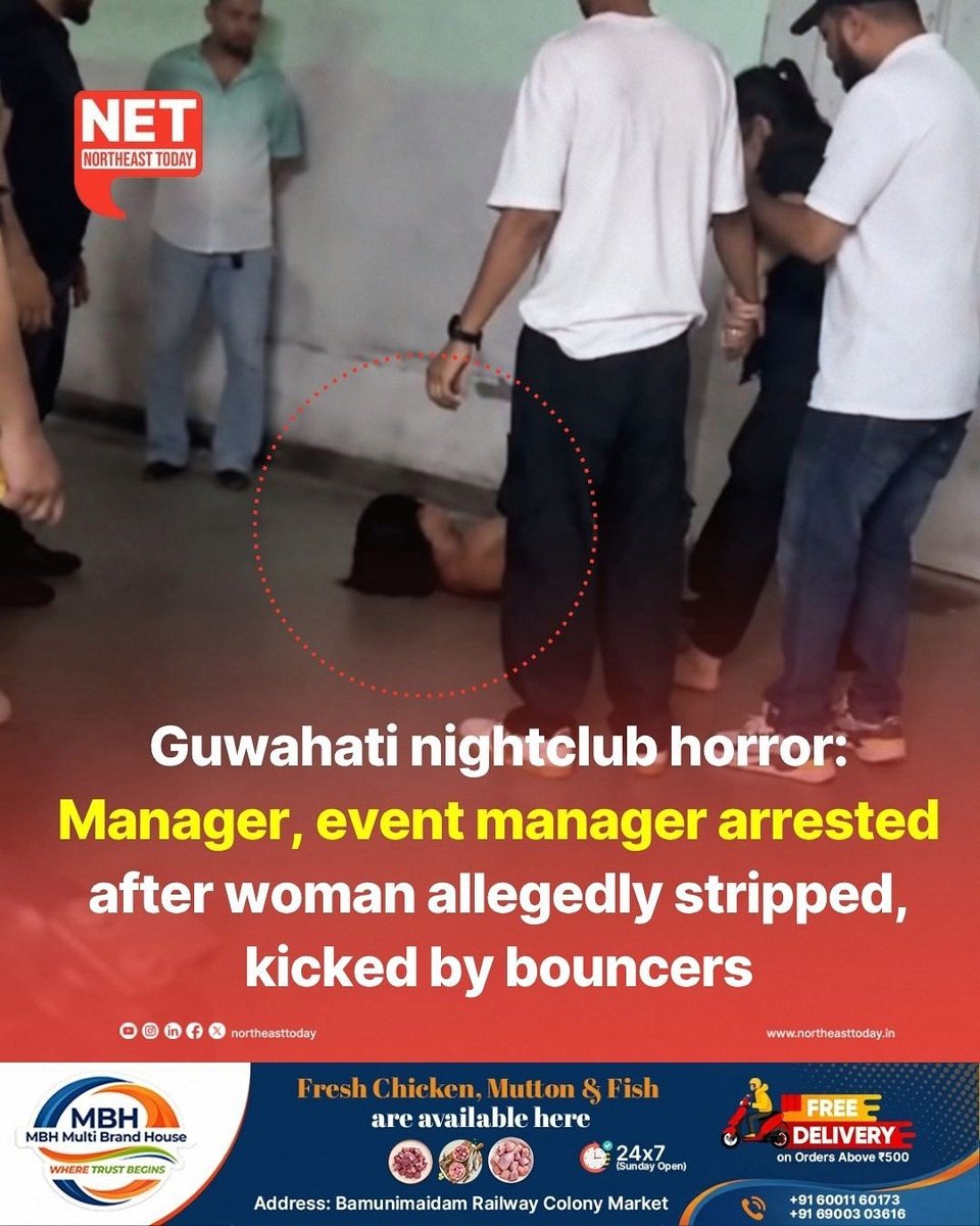 NortheastToday's tweet photo. #Assam | Police arrested two individuals, including the manager of a nightclub, after a woman was allegedly assaulted and partially stripped by bouncers outside the club in Guwahati’s Khanapara area.

Read more..
https://t.co/M4Vsy8gNw6

#Guwahati #Khanapara #NightclubAssault #AssamPolice #CrimeAgainstWomen #NortheastToday