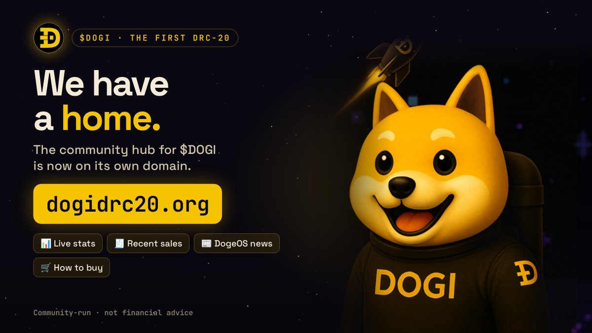 ikev8000's tweet photo. $dogi has a new home: https://t.co/GqIAkqXxtn

Live stats, recent sales, DogeOS news and a step-by-step buying guide, all in one place.

Community-run, first DRC-20 on Dogecoin, and everything is ready for the run 🐕🚀

#DOGI #DRC20 #DogeOS https://t.co/odqNEEsKWr