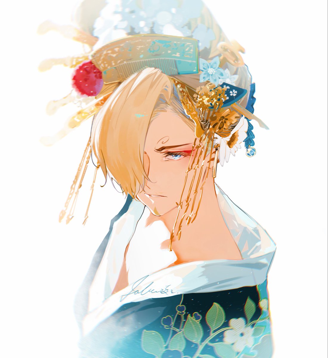 whitepeachLS's tweet photo. Amid the noisy crowds of the Flower District, the rōnin's knuckles pressing on the tsuba suddenly tightened—the slender figure adorned with gold hairpins, with a faintly eerie red at the corners of her eyes, turned her head and coldly met his gaze. https://t.co/gr1pbMWlIZ