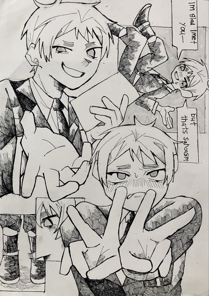 hozuki0102's tweet photo. 初投稿で眉毛さんです、加工とか写真を撮るのって難しいですね、、。アナログでボールペンなどで書いています。
 #APH 
 #アーサーカークランド https://t.co/rrYAcJmzyK