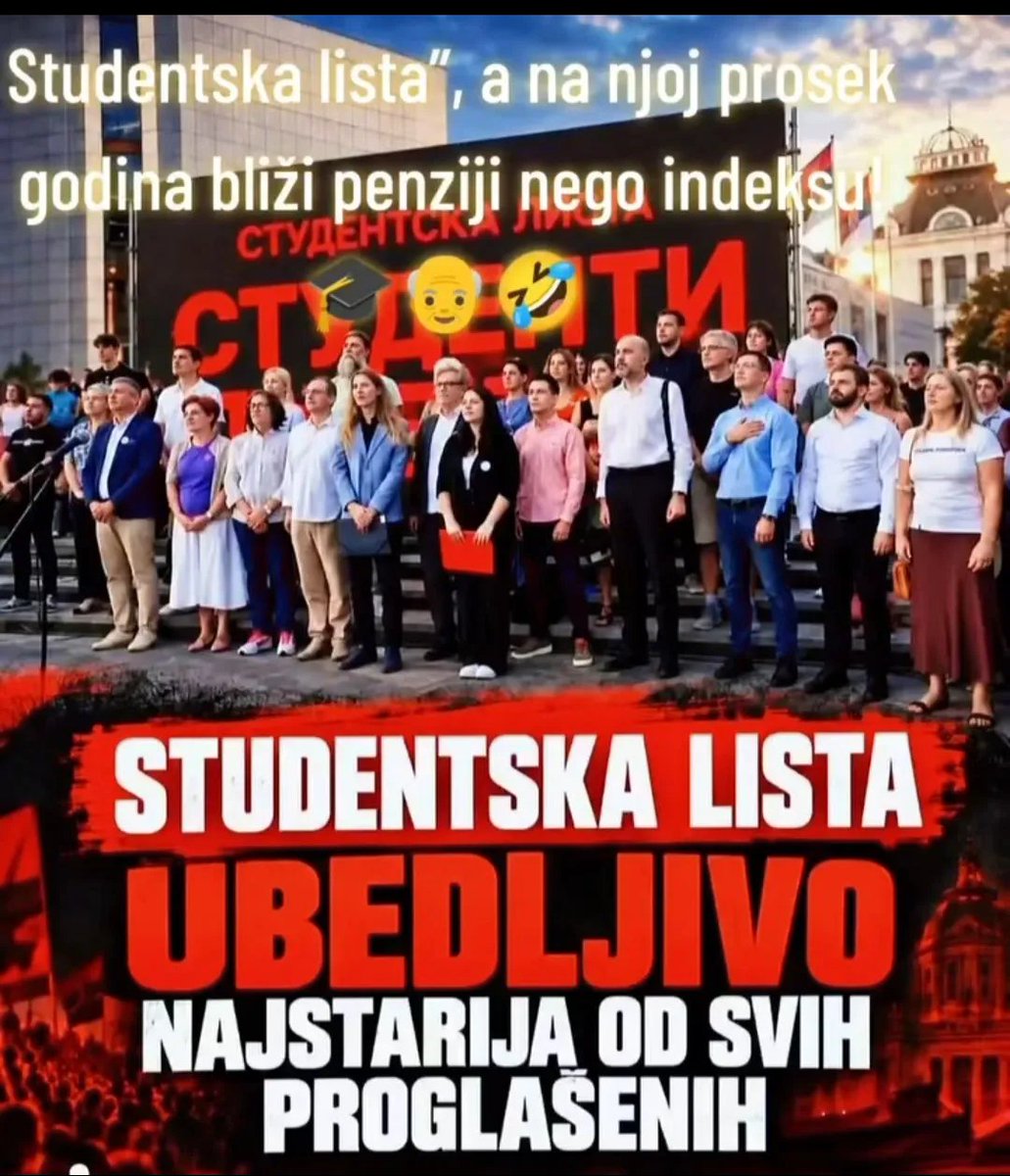 Sofijamq's tweet photo. Kakva 'studentska' lista, pa ovima je indeks samo misaona imenica i bliži su penziji nego fakultetu! Smešno šta sve nazivaju mladima https://t.co/ZLQQYY2qoh