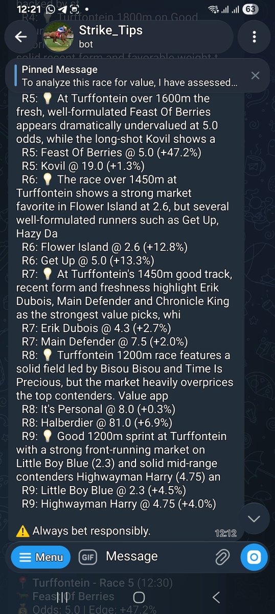 GiftMpho224696's tweet photo. Exotics start next race 2 nice races today👌🏽
Always verify on other sources AI can still make mistake here at strike tips our AI are still learning racing😄1day at a time⏲️self improving agent ..
Goodluck☘️🏇🏻
#striketips
#horseracing #BetwayPrem #RacingToday #TAB #4Racing https://t.co/MYM0Xdq6s6