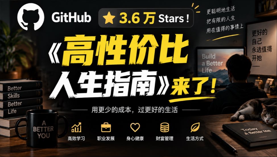 Kingto_23's tweet photo. GitHub 3.6 万 Stars！《高性价比人生指南》超热门项目来了，超实用A级证据，650条建议

全网热点项目，最近爆红

提供PDF、EPUB 和离线单文件 HTML

下载地址：https://t.co/gXo1fLAC8b https://t.co/U6c5Jhb9IE