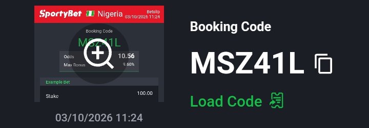 8ightpuntertips's tweet photo. Weekend 10 odds on Sporty 

MSZ41L

Let's fall in... 

Gamble responsibly 🔞18+ 

@Balls2ReignXX @Emilyly01 @WATIMAGBOHh @likeredtipz @MrBeeSZN10 @Publicbreiziir @Doubleupoddz @bettinghubgames https://t.co/EEdRIutkCa