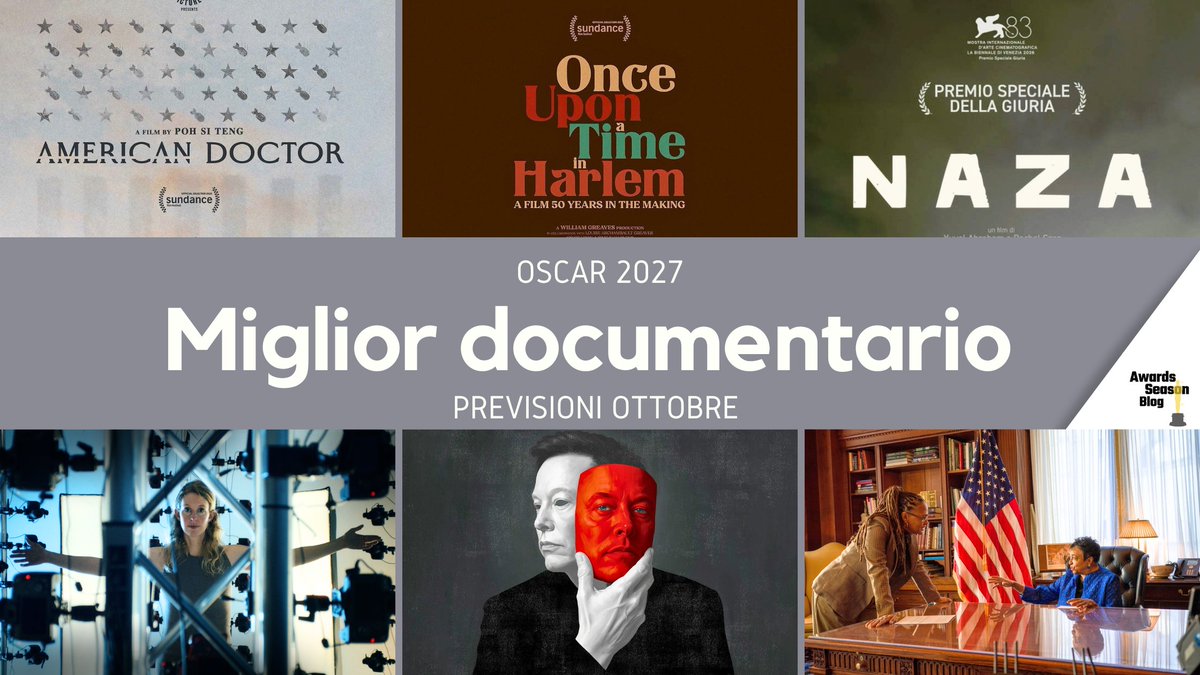 BlogSeason's tweet photo. La corsa all’#Oscar2027 per il #MigliorDocumentario propone una selezione tra memoria, guerra, identità, migrazione e potere. #OnceUponaTimeinHarlem guida la classifica davanti ad #AmericanDoctor e #NAZA. https://t.co/I8PtMPVyl7 https://t.co/28boa5W2pY