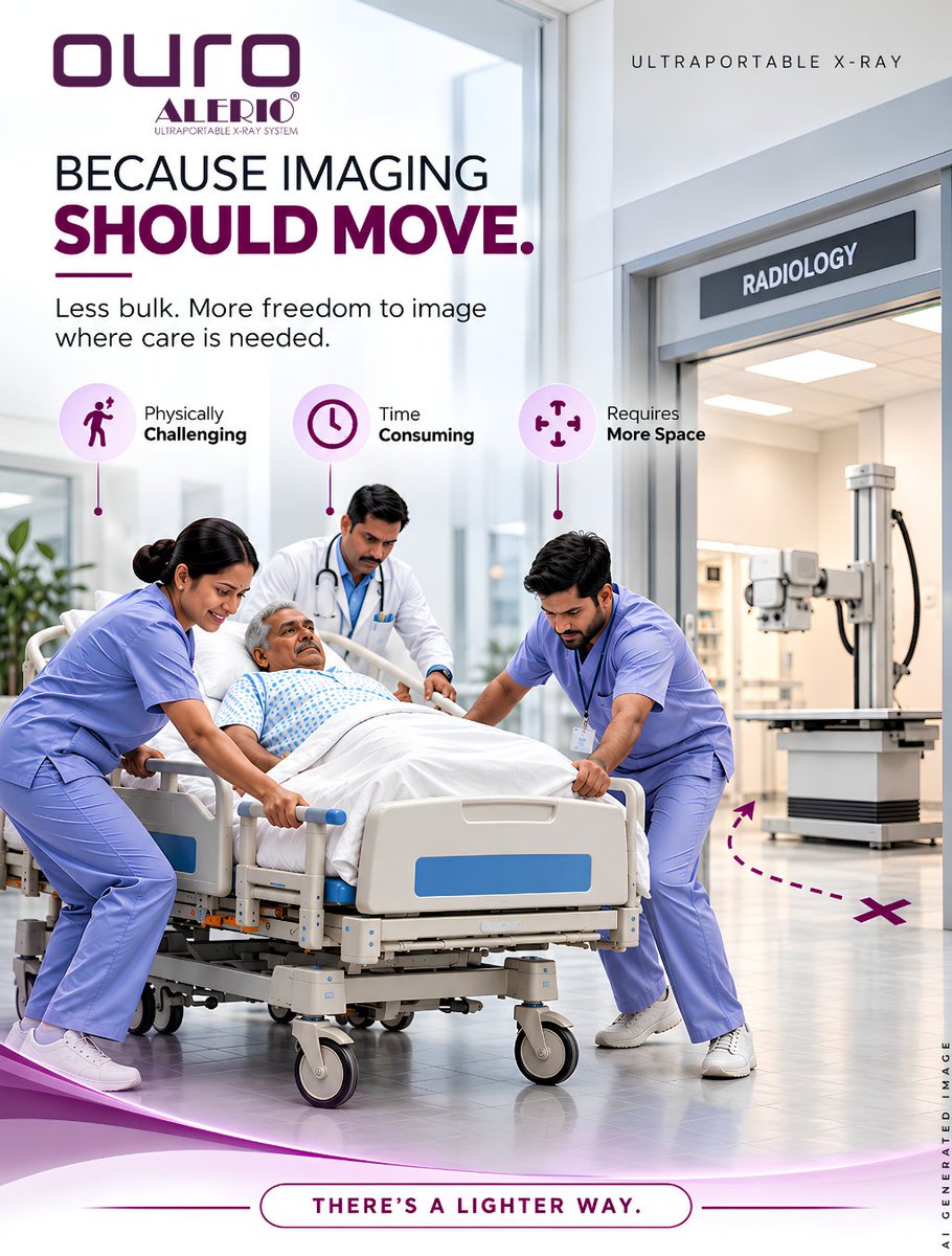 ALERIOXRAYS's tweet photo. When the patient can’t move, the X-Ray can. ⚡

Meet ALERIO OURO 800SX.
Ultraportable. AI-enabled. Built for bedside imaging.
<4 kg | 800 W | 40–90 kV

Less bulk. More freedom to image.
#ALERIO #OURO800SX #PortableXRay #MedicalImaging #MadeInIndia https://t.co/ys4hTt9Ytz