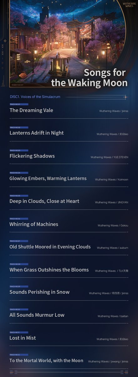Wuthering_Waves's tweet photo. Wuthering Waves Chapter Mengzhou: Land of Xuanfang OST Vol.3 "Songs for the Waking Moon" is now available on Spotify, Apple Music, and other platforms. The Waking Moon carries the promises that unite people through the turning years.

Spotify: https://t.co/trjOVjGl4O
Apple Music:https://t.co/bwEMSMx5Wg 

#WutheringWaves