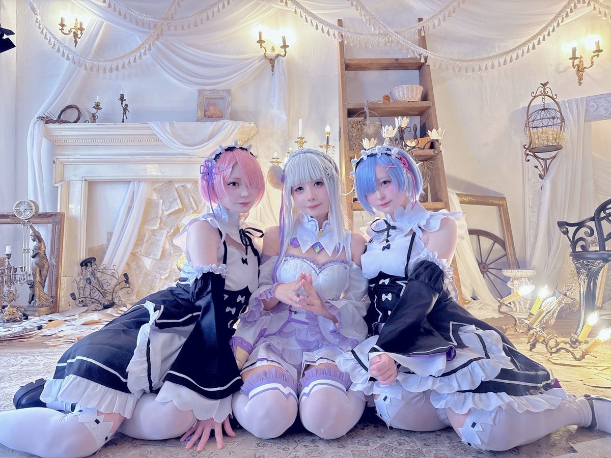 n_ay_u's tweet photo. リゼロあわせしてきた〜！✨
エミリアたん！
べりべりきゅ〜と❣️な
レムラムに挟んでもらえて嬉しい🥰 https://t.co/rrJW9hL4Ko