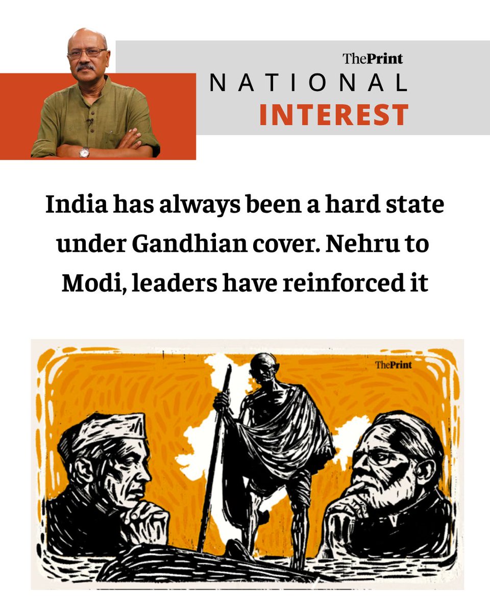 ThePrintIndia's tweet photo. Modern India might have been conjured up in the image of Gandhi. But India was never a Gandhian state. Founders of the Republic, be it Nehru or Patel, nursed zero such notions.

ThePrint Editor-in-Chief @ShekharGupta writes  

Read this week's #NationalInterest https://t.co/boC8PMd2TV