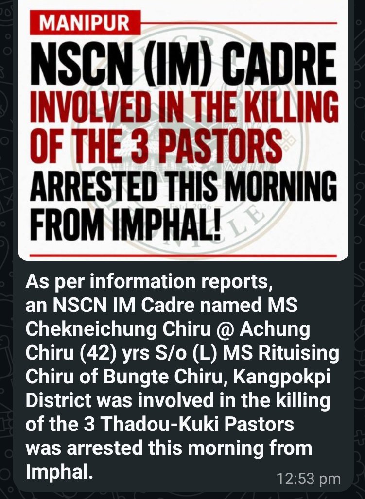 chinkukimizogin's tweet photo. My dear 

Anal
Aimol 
Chiru
Chothe
Koirao
Lamkang
Maring
Moyon
Monsang
Purum
Tarao 
and all my Old Kuki brothers and sisters,

I write this with a heavy heart.

Many in our Kuki community do not believe that, our Chiru-Kuki brothers, were involved in the killing of our three pastors near Kotzim in Kangpokpi District on 13 May 2026. Our hearts refuse to accept it.

But I must appeal to you directly: If any among you are still working with NSCN-IM or ZUF-Kamson, I beg you, please reconsider your association and distance yourselves from them.

My concern is this — if the investigation proceeds, I fear you will be made scapegoats while the actual perpetrators remain protected. The Tangkhul-led NSCN-IM may give your names to the NIA, but that does not mean they will hand over the real killers.

We have not forgotten history. We remember how former Chief Minister Rishang Keishing was treated, and the claims regarding the denial of burial-related arrangements and condolences in Ukhrul. This happened because Rishang Keishing's father was Kuki and his mother was Tangkhul. The Tangkhul always remember your roots; don't forget.

Tangkhul leaders know our shared roots and history. If tensions escalate, I fear deeply that you, our Old Kuki brothers, will suffer the most.

Please do not allow yourselves to become pawns in someone else's conflict. Stand for truth, justice, and accountability.

And I ask all of us: Who divided us into Old Kuki and New Kuki? Why can we not stand united as one people?

With love and concern for our people,

#𝐂𝐇𝐈𝐊𝐈𝐌_𝐓𝐄_𝐀𝐖𝐆𝐈𝐍
@chinkukimizogin