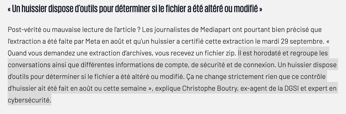 Ilangabet's tweet photo. Tu n'as encore rien compris c'est chaud.

Ce qui a été certifié le 29 septembre c'est les données provenant l'extraction : le fichier contenant les échanges antisémites de Jordan Bardella provient bien de l'extraction de données et n'a pas été altéré ou modifié.

Fais un effort stp