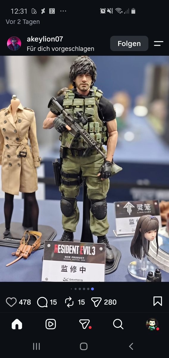 AlleenasPixels's tweet photo. DamToys Carlos Oliveira 1/6 scale Figure Prototype, seen at Wonder Festival. 💚🖤 

Photo taken by akeylion07 on IG. 

#ResidentEvil https://t.co/1lz62XqvsB
