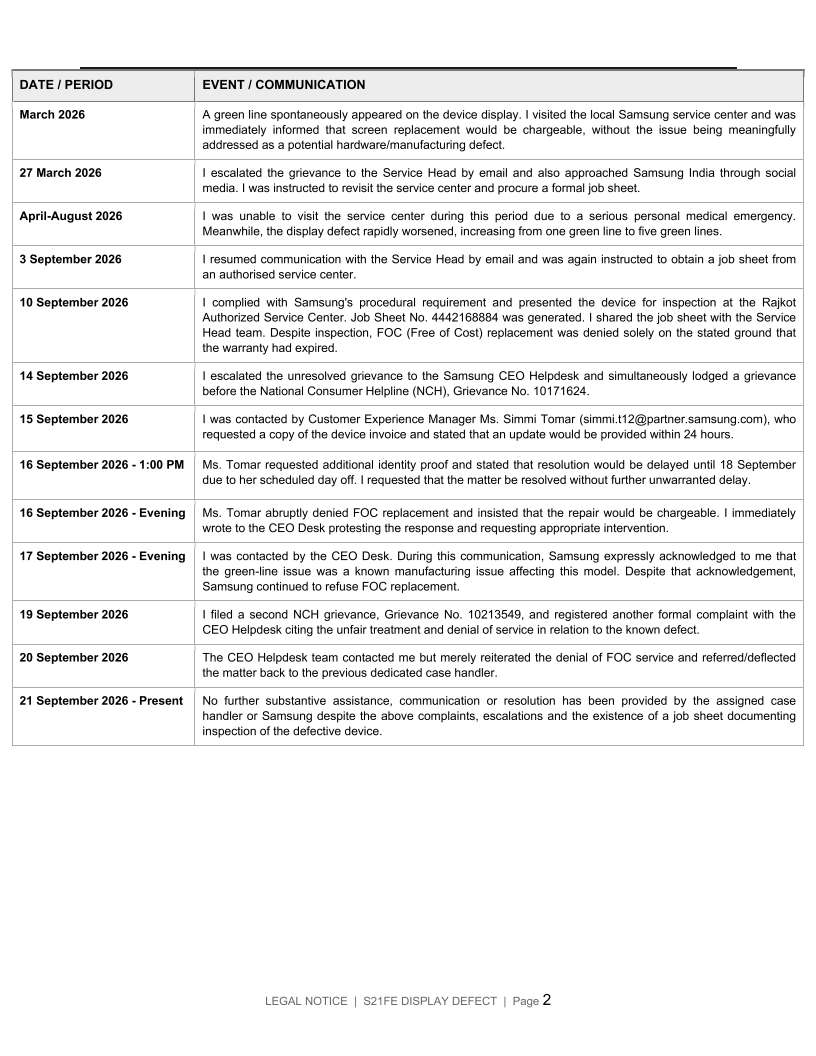 DeepakMeena_76's tweet photo. LEGAL NOTICE against the green line issue for S21FE.
@SamsungMobile @Samsung @SamsungIndia @Samsung https://t.co/LBn2F15MWt
