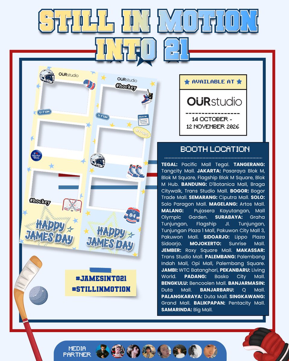jjumakanseblak's tweet photo. STILL IN MOTION INTO 21🏒

James hits 21!
Let's hit the ice, capture the moment, and celebrate another year of James!📸

📍Location &amp; date on the poster!

PHOTOBOOTH EVENT BY @zhaobyside

🏒Hockey Ver.
Don't forget to use the hashtags!
#JAMESINTO21 #STILLINMOTION https://t.co/dIOOnfbtn9