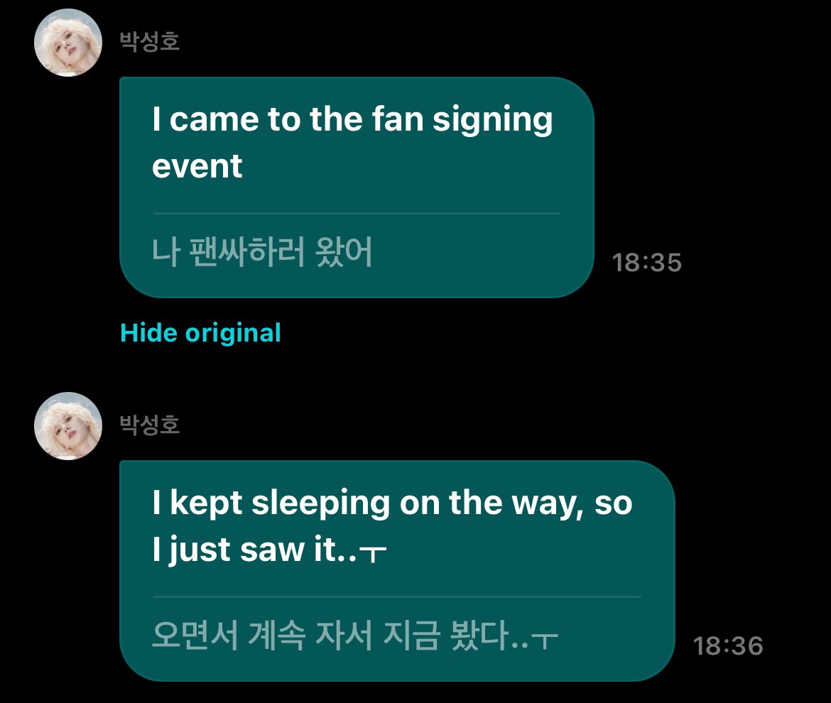 fromsungho's tweet photo. 261003 #SUNGHO weverse dm update 💬

🐈: I came to the fan signing event
🐈: I kept sleeping on the way, so I just saw it..ㅜ https://t.co/NcZKlbSmtg