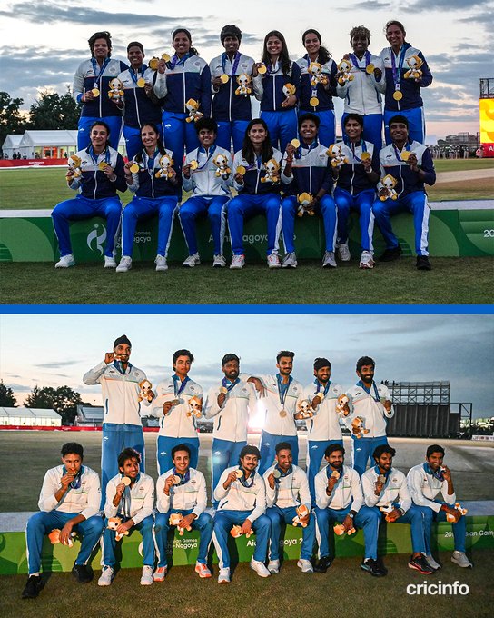 YSSportsHD's tweet photo. 🥇 Gold for the women 
 🥇Gold for the men 
 2026 Asian Games cricket complete 🥇 ��🇳 https://t.co/nmYBKfFYsz