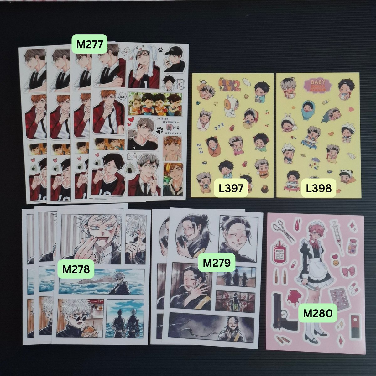 tagmilbut's tweet photo. ❗️ QRT DENGAN KODE

• kode M: Rp 10,000 each
• kode L: Rp 5,000 each
• Apabila ada yang bertumpuk = jumlah lebih dari 1 buah.

M277 - M280 = Sticker
M281 = big photo strip
M282, M283 = big polaroid

Kode L semua sticker.
L403 - L405 = sticker anti radiasi katanya https://t.co/YfyxFQOEXU