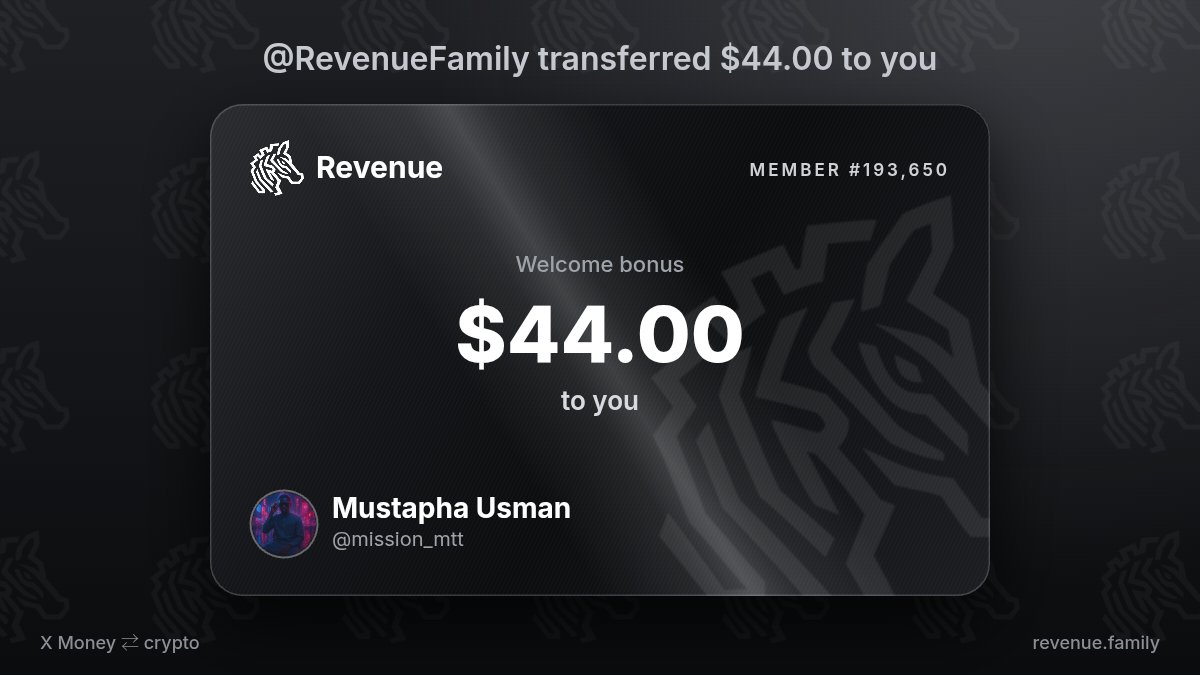 mission_mtt's tweet photo. Welcome $44.00 received from @RevenueFamily https://t.co/nJz6ydiJ3o