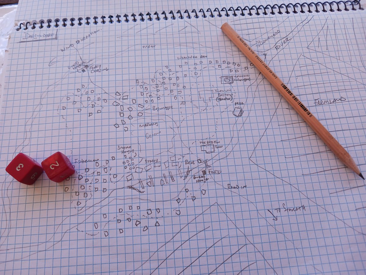 yum_dm's tweet photo. The town of Darsildorf, home-based in my #SoloRPG #OSE campaign. It's not complete but I add to it as needed. Many adventures have started in this settlement, and many more to come yet. #DungeonsAndDragons #TTRPG #DnD https://t.co/vJ0Yoyt33w
