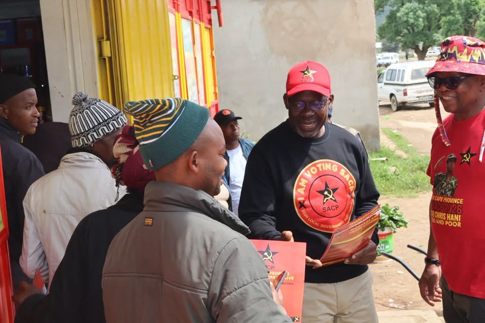 SACP1921's tweet photo. The SACP is engaging with community members in Qoboqobo, in Amahlathi Local Municipality under Amatthole District Municipality, Eastern Cape, ahead of the SACP Red October 2026-26 Campaign Launch to be held Sunday, 4 October, in Komga, Ncumisa Kondlo District, Eastern Cape. https://t.co/KwhrhNkIup