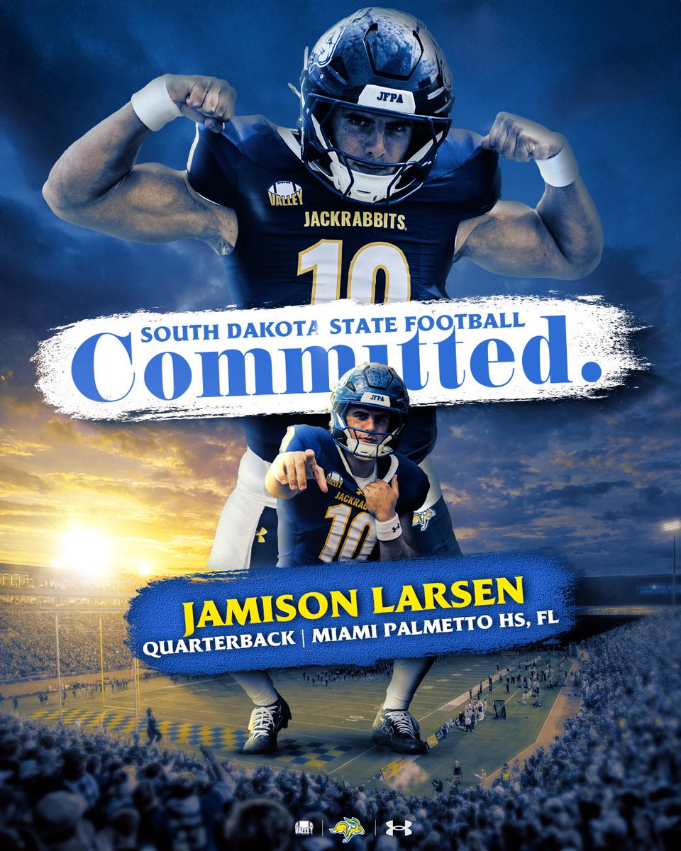 Jamison_Larsen1's tweet photo. Blessed to announce my commitment to South Dakota State University! #AGTG @GoJacksFB @CoachDtjackson @CoachEidsness @Coach_D_Coop @ldbengtson @CoachBangSDSU @GMwrice @PrepRedzoneFL @PantherPride305 https://t.co/pxKlgYDLb1